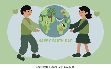 Happy Earth Day vector ilustration symbol.Save th Earth.Enviromental save the nature.