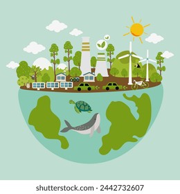 Happy Earth Day vector ilustration symbol.Save the Earth.Enviromental save the nature.
