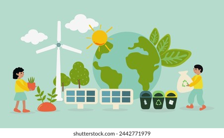 Happy Earth Day vector ilustration symbol.Save the Earth.Enviromental save the nature.
