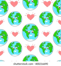 Happy Earth Day Vector Seamless Pattern. Earth Day Background.
