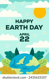 happy Earth Day vertical banner illustration vector design