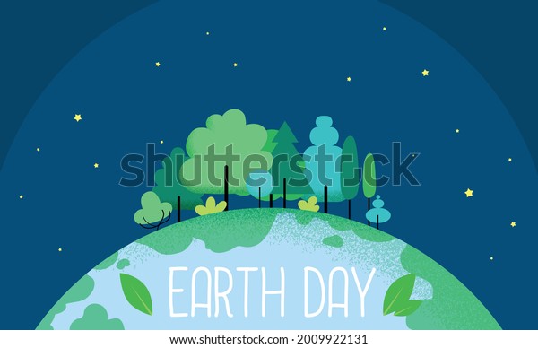 Happy Earth day or World environment day vector\
illustration. Globe with trees.  Concept of ecology, protection of\
nature and environment. \