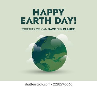 Happy earth day. world earth day social media complete post. mother Earth day 22nd April banner in green colour with earth globe. save the planet concept, 22nd April. 