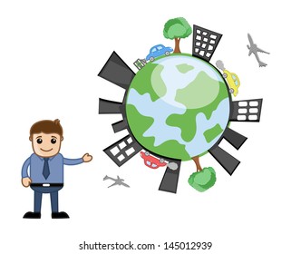 Happy Earth - Ecology Vector Concept