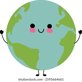 Happy Earth Globe Cute Vector 