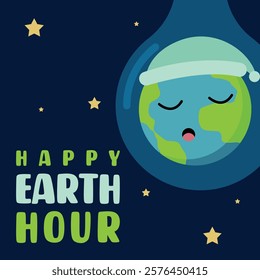 Happy earth hour background illustration. Eart hour holiday banner background