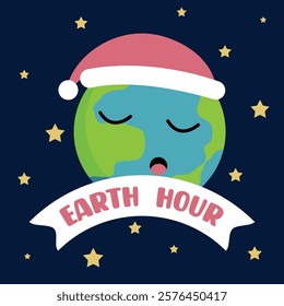 Happy earth hour background illustration. Eart hour holiday banner background