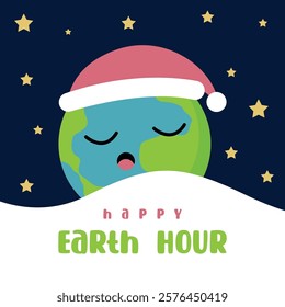 Happy earth hour background illustration. Eart hour holiday banner background