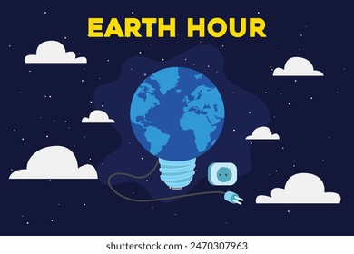 Happy Earth Hour Day with lightbulb icon