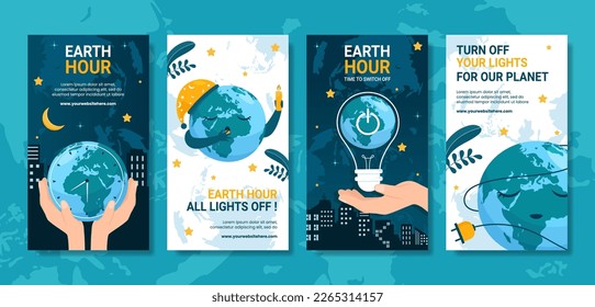 Happy Earth Hour National Day Social Media Stories Flat Cartoon Hand Drawn Templates Illustration - Shutterstock ID 2265314157