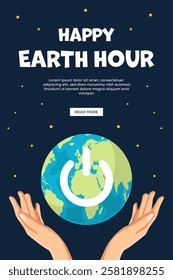 happy earth hour vertical banner illustration design