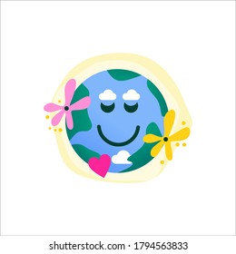 happy earth illustration. unique concept design.