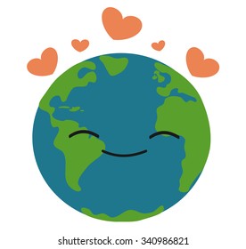 Happy Earth In Love Vector Illustration