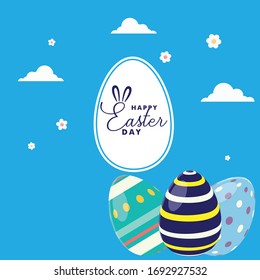 Happy East Egg on flat color background with text