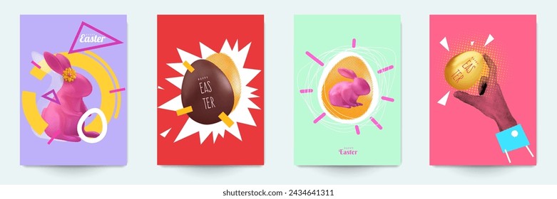 Feliz composición de desechos. Colección festiva de collages de arte pop. Fondo del conjunto para la tarjeta, la cubierta, el cartel en estilo abstracto brillante moderno. Ilustración vectorial de vacaciones.