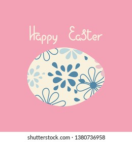 Happy Easte, egg with hand-painted floral pattern. Vector illustration