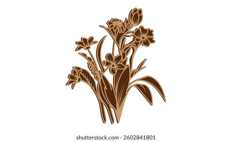 Happy Easter 2 layer wooden wild flower decoration.