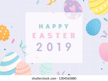 Happy Easter 2019 greetings card vector