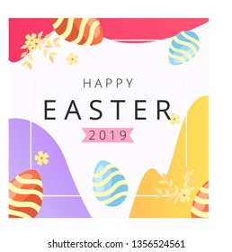 Happy Easter 2019 poster layout background