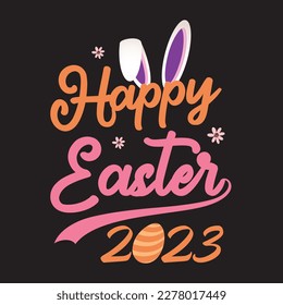 Happy easter 2023 T shirt design graphic  template