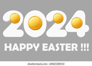 Happy Easter 2024 with eggs. Eggs with numbers isolated on a gray background.