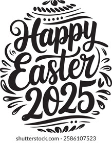 happy easter 2025 typography t-shirt design