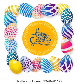 happy Easter, 3D colorful decorative egg, vector