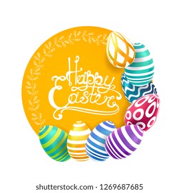 happy Easter, 3D colorful decorative egg, vector