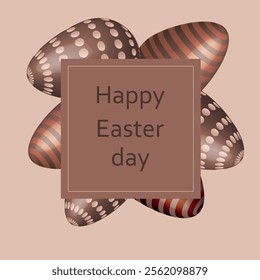 Happy Easter, 3D Eggs with text. Vector illustration