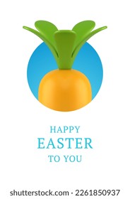 Happy Easter 3d greeting card carrot hiding in hole festive surprise design template realistic vector illustration. Religious traditional holiday festive harvest spring rabbit food postcard decor