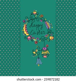 Happy Easter abstract background with hand draw elements. Vector illustration
