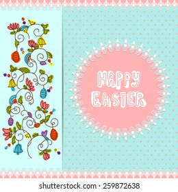 Happy Easter abstract background with hand drawn elements. Vector illustration