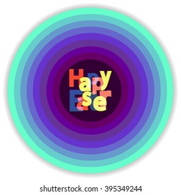 Happy Easter abstract circles colorful background, transparent letters, vector