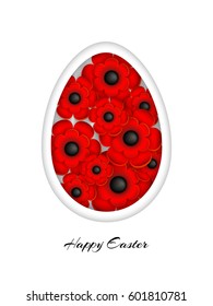 Happy easter. Abstract egg with 3d flowers. Background with volume elements. Can be used as a logo, greeting card, design element of website or advertisement. Vector illustration