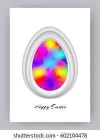Happy easter. Abstract egg with 3d effect. Rainbow background. Can be used as a logo, greeting card, design element of website or advertisement. Vector EPS10