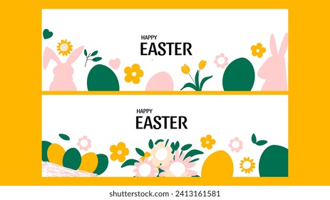 Happy Easter abstract graphic design template. Holiday banner, layout. Spring background. 