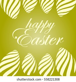 Happy easter. Abstract white eggs on a green background. Vector illustration