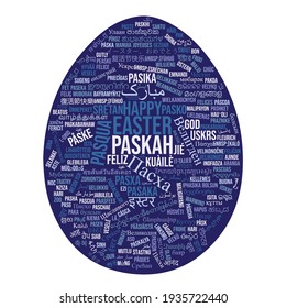 Happy easter in all languages words art in egg typography vector illustration