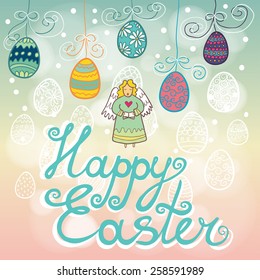 Happy Easter background with angel.