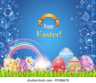Happy Easter Background Banner Card Vector