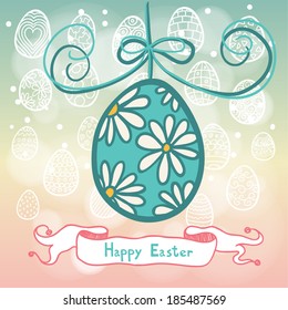 Happy Easter background with blue egg