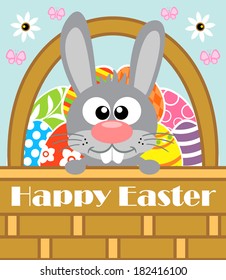 Happy Easter background card with rabbit