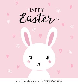 Happy Easter background with cartoon cute bunny