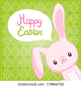 Happy Easter background with cartoon cute bunny