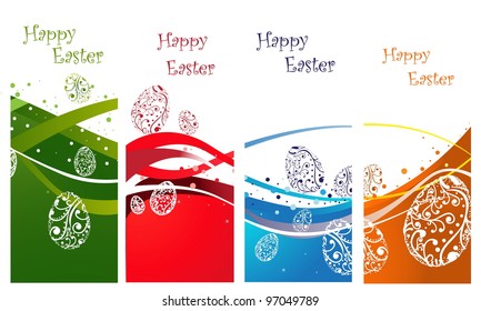 Happy Easter background collection, green, blue, orange and red