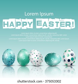 Happy Easter Background with colored easter eggs .Vector