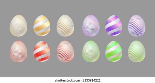 Happy Easter background with colored shine decorated egg. Vector illustration greeting card, ad, promotion, poster, flyer. Joyful wishes, holiday greeting