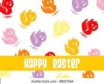happy easter background with colorful birds illustration