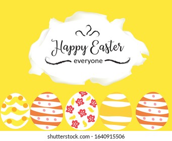 Happy Easter background with colorful decorated eggs. Can use for Invitation, greeting card, ad, promotion or sale, poster, flyer, web-banner, article, social media