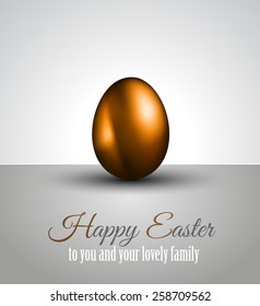 Happy Easter Background with a Colorful Egg with Shadow and greeetings text to use for elegant cards or event invitations or advertisement purposes
